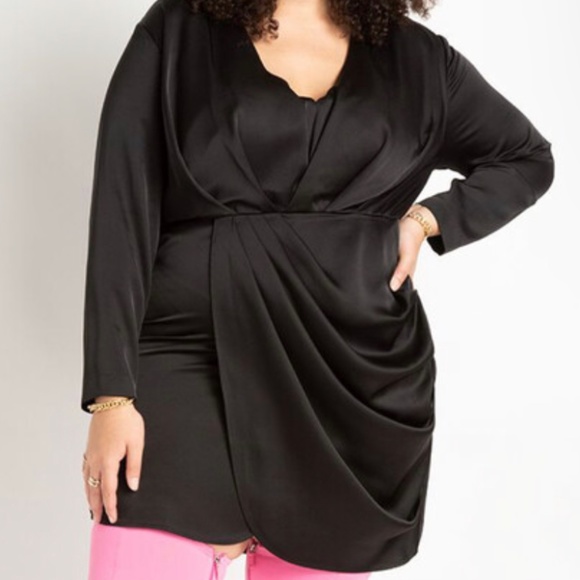 Eloquii Satin Draped Mini Dress - Size 20 - New With Tags - Picture 1 of 5